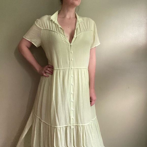 Rag & Bone 🍐 BRAT Libby Tiered Button Front Floaty Midi Dress in Luna Moth - Picture 9 of 13